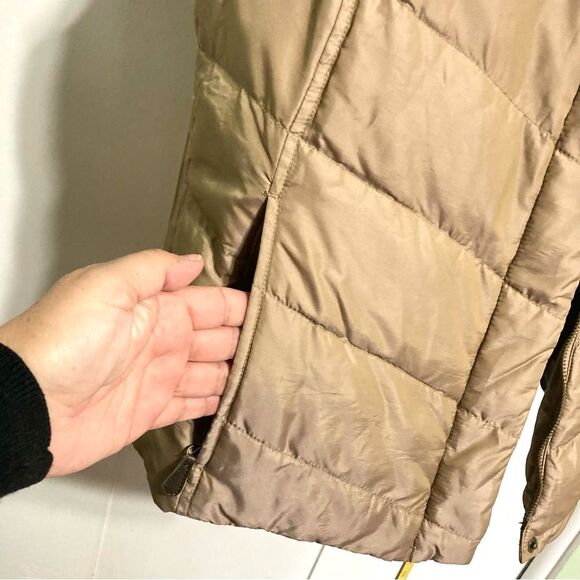 EDDIE BAUER Goose Down Tan Gilet Puffer Tan Beige Vest Womens Medium - Picture 8 of 16